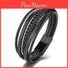 Mens European Retro American Leather Magnetic Bracelet