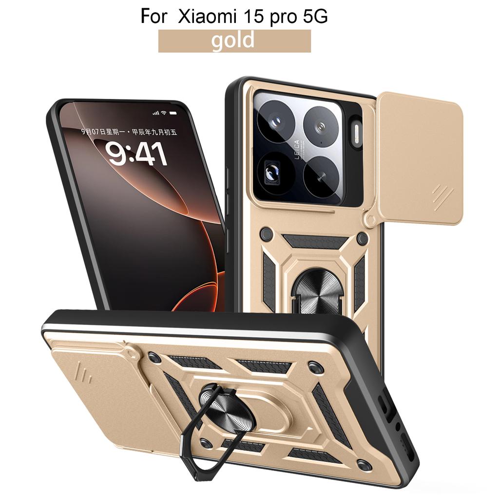 Pour Xiaomi 15 Pro Coque Xiaomi 14 Pro Housse Mi 13 Pro Mi 15 Support Anneau Magnétique Coque Armure Téléphone Glissière Protection Caméra Housse Arrière