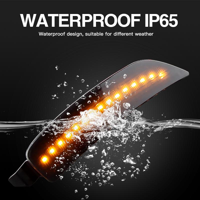 2pcs Black/Clear Lens Car Front Amber Bumper Signal Lamp LED Side Marker Lights for Mazda Miata MX-5 2016-up OEM#: NA1J-51-5F0B
