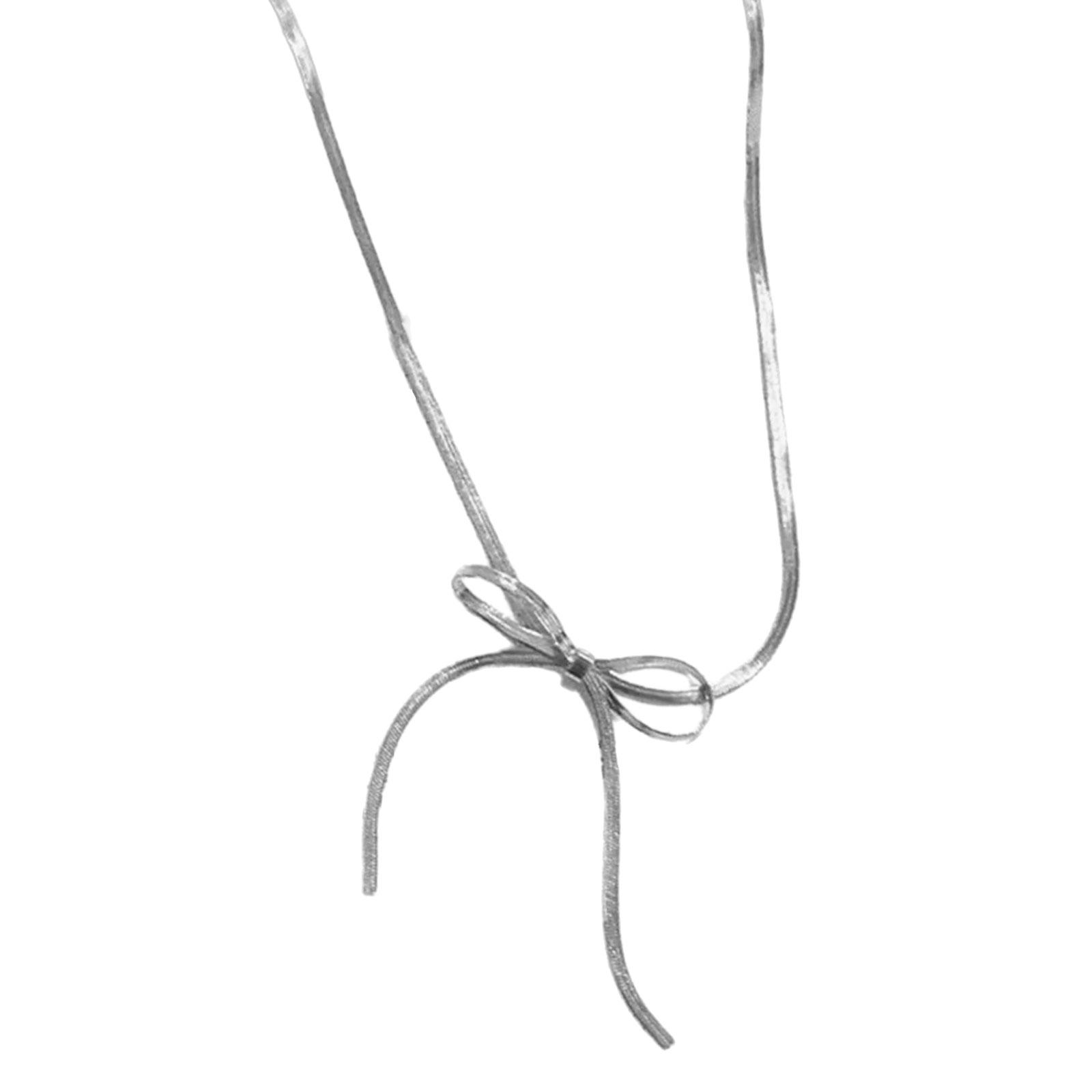 

Titanium Steel Butterfly Knot Collarbone Chain Jewelry Gift For Women Lightweight Stylish Layering Necklace серебряный