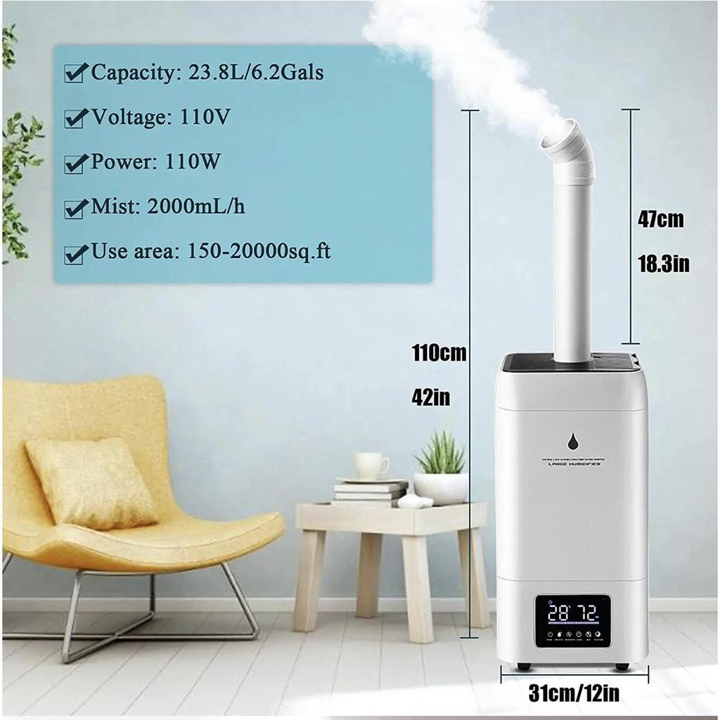 23.8-Liter Ultrasonic Industrial Humidifier - Large Capacity & Mist, CE Certified (English Version)