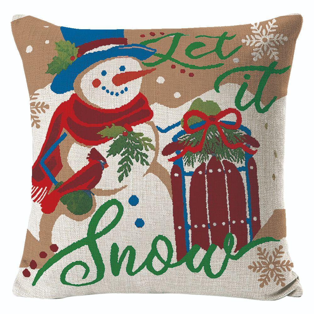 New Christmas Pillow Cover Snowman Print Pillow Cover Living Room Sofa Decorative Pillow