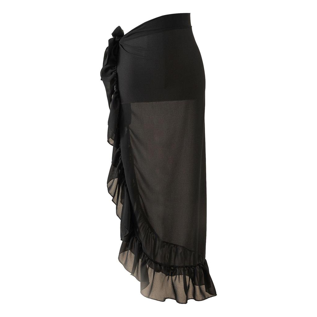 Chiffon Tie-Dye Beach Wrap: Euro-American Style Swimsuit Skirt & Blouse Set