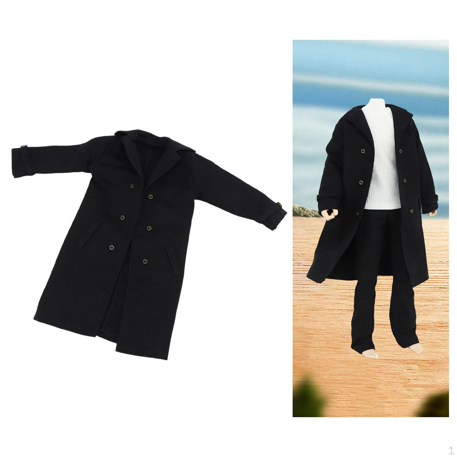 

1/6 Male Trench Coat Wind Windbreaker Overcoat for 12 inch Doll Model Action Figures Accessory чёрный