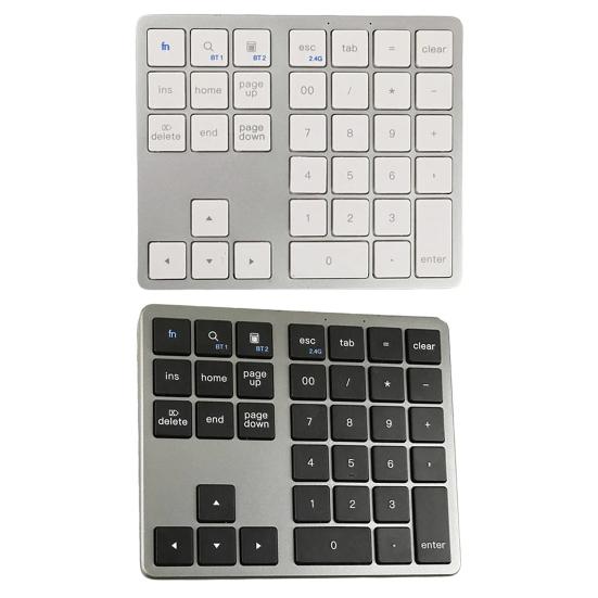 Mini numerická klávesnice 2,4G bezdrátová Bluetooth kompatibilní s duálními režimy 35 kláves Tichý přenosný notebook Klávesnice pro telefon Počítačové příslušenství