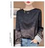 Spring New Heavy Embroidery Jacquard Long Sleeve Retro Chinese Style Round Neck Plus Size Women's Top