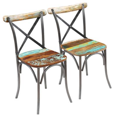 Vidaxl Dining Chairs, 2 Pcs, Solid Reclaimed Wood