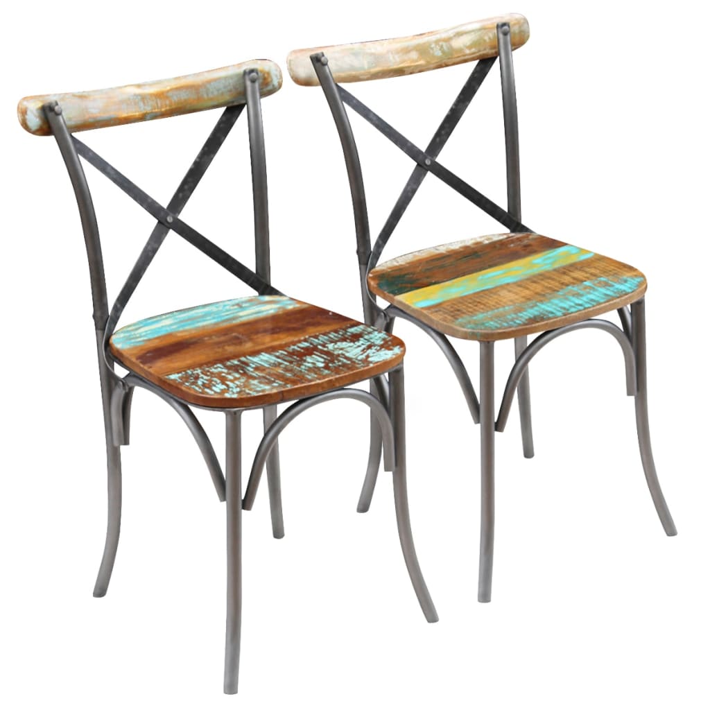 Vidaxl Dining Chairs, 2 Pcs, Solid Reclaimed Wood