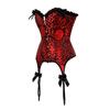 Red Embroidered Lace Corset With Garters European Court Bustier