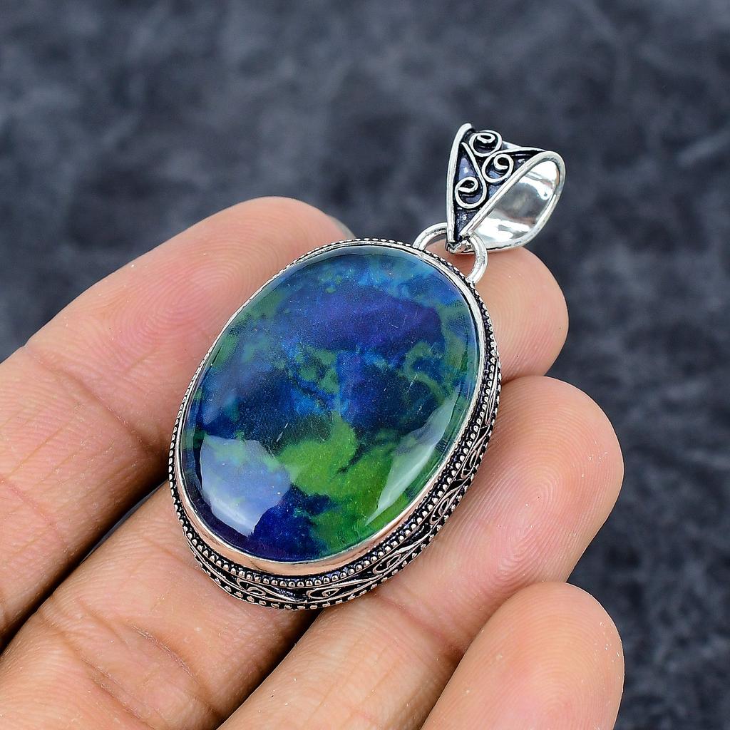 Ammolite Gemstone Handmade 925 Sterling Silver Jewelry Pendant 2.05" M-3277