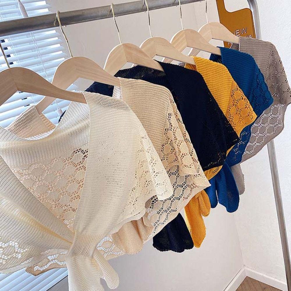 Cross Knitted Hollow Shawl Weave Blouse Shoulder Fake Collar Casual Knot Scarves Ladies/Girls