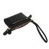Vintage PU Leather Short Wallet With Zipper Coin Pocket Multiple Card Slots And Wrist Band Casual Portable Card Clip