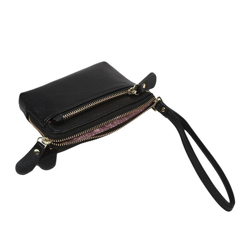 Vintage PU Leather Short Wallet With Zipper Coin Pocket Multiple Card Slots And Wrist Band Casual Portable Card Clip