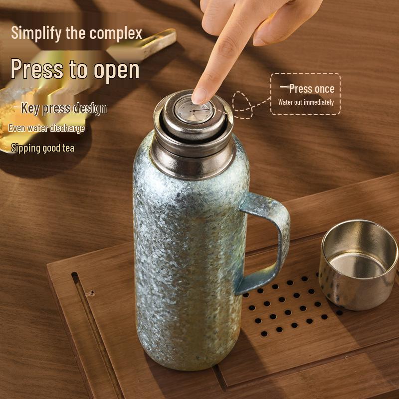 Luxury Titanium Insulated Cup Set with Tea Separator for Men & Women - Portable Design with Handle
