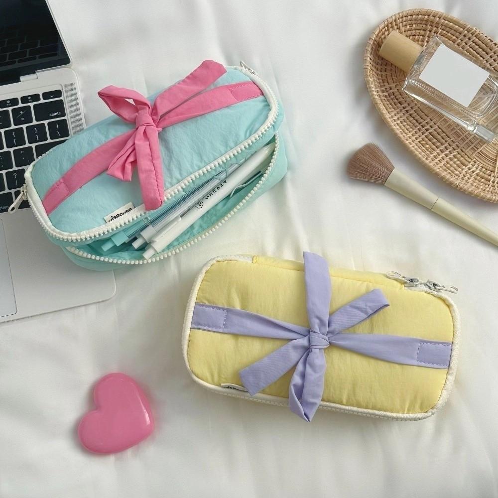 Desktop Storage Bow Stationery Bag Large Capacity Bow Pencil Pouch Korean Style Pencil Case  School