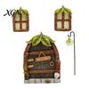 Waterproof Tree Trunk Decor 1 Set Fairy Door Windows And Lamp, Garden Accessories, Miniature Outdoor House Glow in The Dark Gnome for Yard Decoration