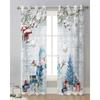 Christmas Ball Snowman Snowflake Vintage Yarn Curtain Window Tulle Curtains For Living Room Kitchen Window Sheer Voile Curtains