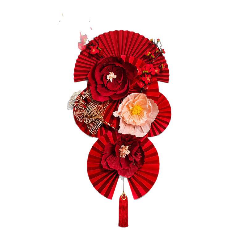 Wedding Room Decoration Set: Paper Fan Flowers for Living Room, Bedroom, and New House Background Walls