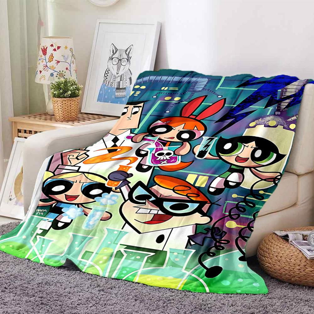 1 Stück Powerpuff Girls Flanell-Kuscheldecke HD-Druck Leicht Weich Warm Ganzjahresdecke für Sofa, Bett, Reisen, Camping Maschinenwaschbar