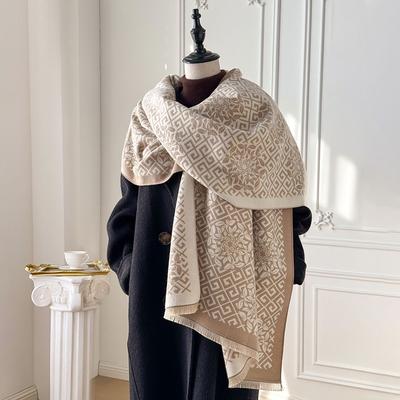 Schal Damen Winter Hochwertig Vielseitig Imitation Kaschmir Schal Labyrinth Gitter Schal Mit Dual-Purpose Warm Schal