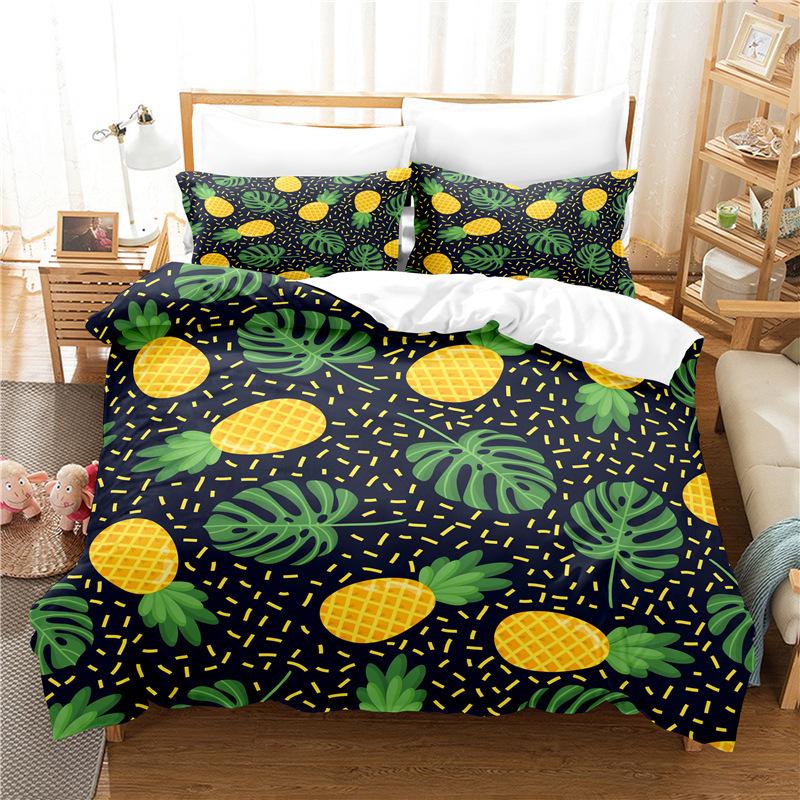 Tropical Fruit Duvet Cover Pineapple Watermelon Orange Bedding Set Lemon Strawberry Comforter Cover King For Kids Adults Decor