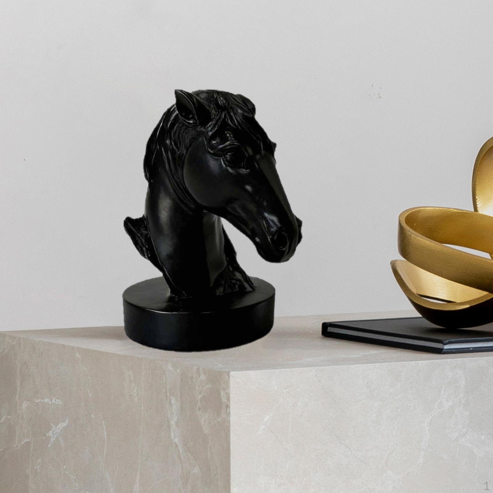 Horse Figurine Statue Desk Animal Sculpture Ornament Resin Material Artistic Collectible Centerpiece чёрный