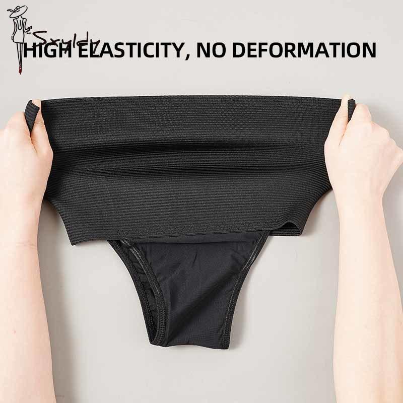 Womens High Waist Control Shaper Thongs Breathable Comfort Elastic Intimates Shapewear Panties Thongs High Waist Flat Belly