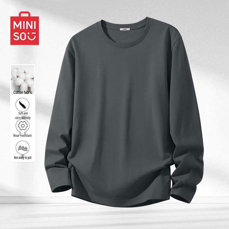 MINISO Men s Pure Cotton Loose Fit Long Sleeve T-Shirt XL