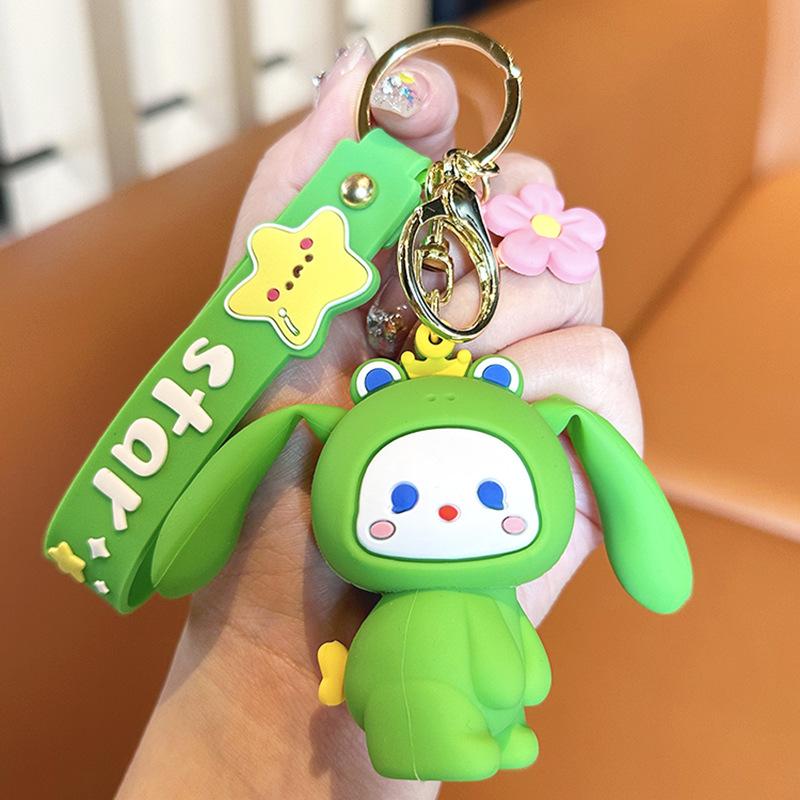 Unzip And Pinch Le Bunny Keychain, Cute Car Key Pendant, Exquisite Girls Bag Pendant Key Ring.
