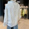 European & American V-neck Ruffle Puff Sleeve Women's Embroidered Casual Holiday Top