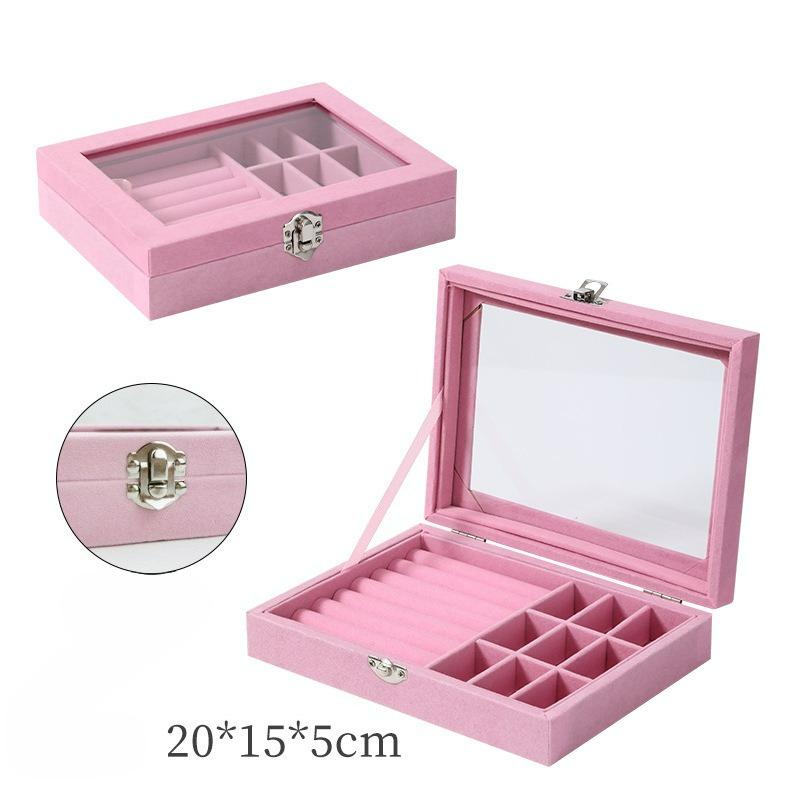 Premium Large Capacity Jewelry Box Flannel Jewelry Box Ring Necklace Jewelry Earrings Storage Box