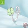 Lucky Clover Open Ring, Summer Small Fresh 925 Sterling Silver Ring Jewelry