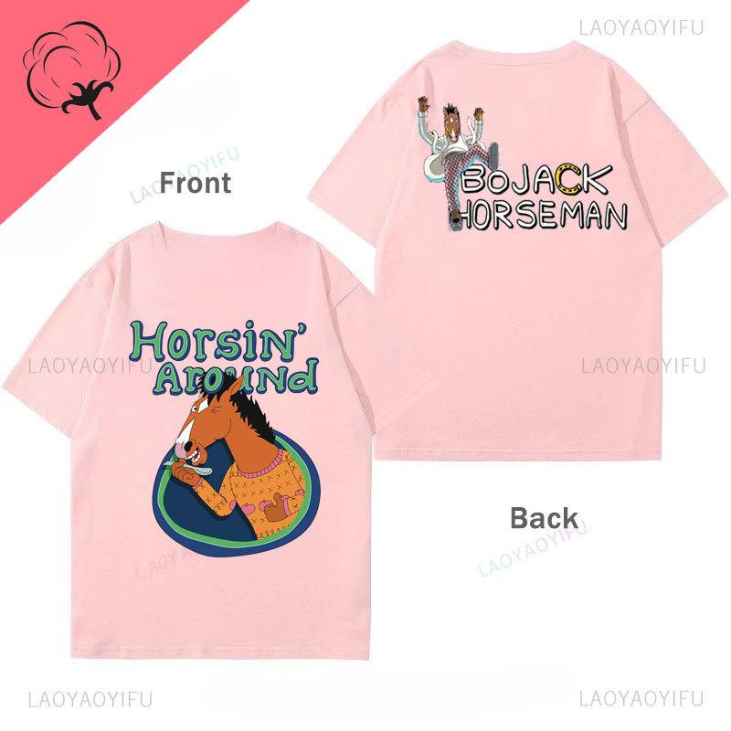 T-Shirts Bojack HorseUnisex T-Shirt Lässig Lustig Niedlich 100% Baumwolle Kurzarm Y2k Kleidung Unisex Unisex Bedrucktes T-Shirt Grafik-T-Shirts