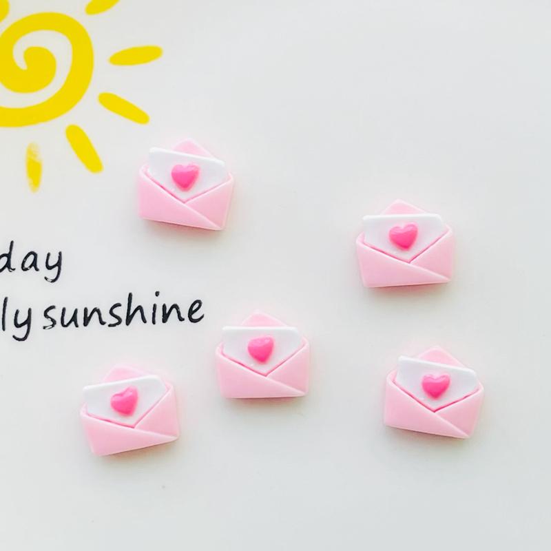 30 Pcs New Cute Resin Mini Pink Envelope Flat Back Stone Figurines Diy Jewelry Wedding Scrapbook Manicure Accessories A57