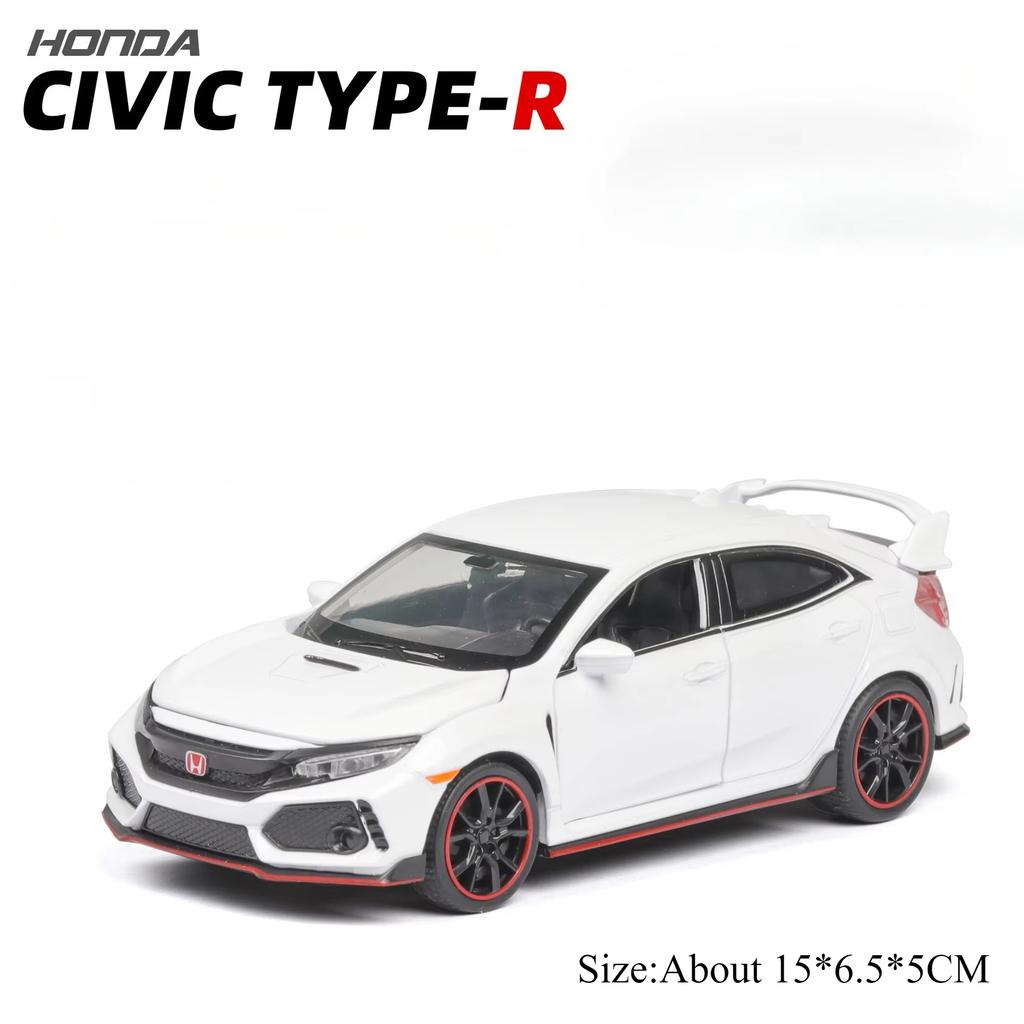 1:32 Honda Accord Models Civic Type-r Alloy Diecast Car Toys Sound Ligth Pull Back Doors Opened Vehices Children's Birthday Gift