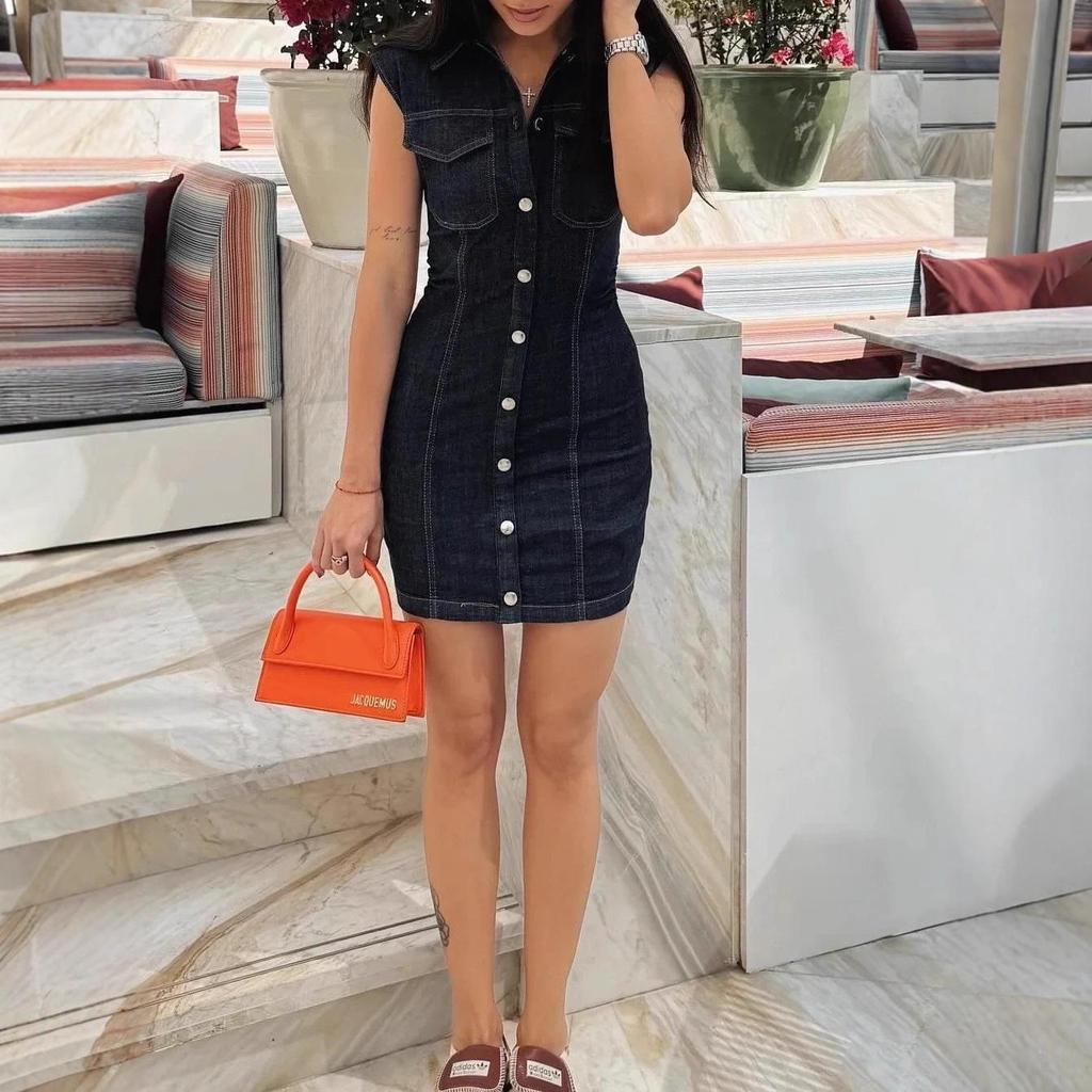 2025 Summer Slim Fit Denim Mini Dress for European and American Women