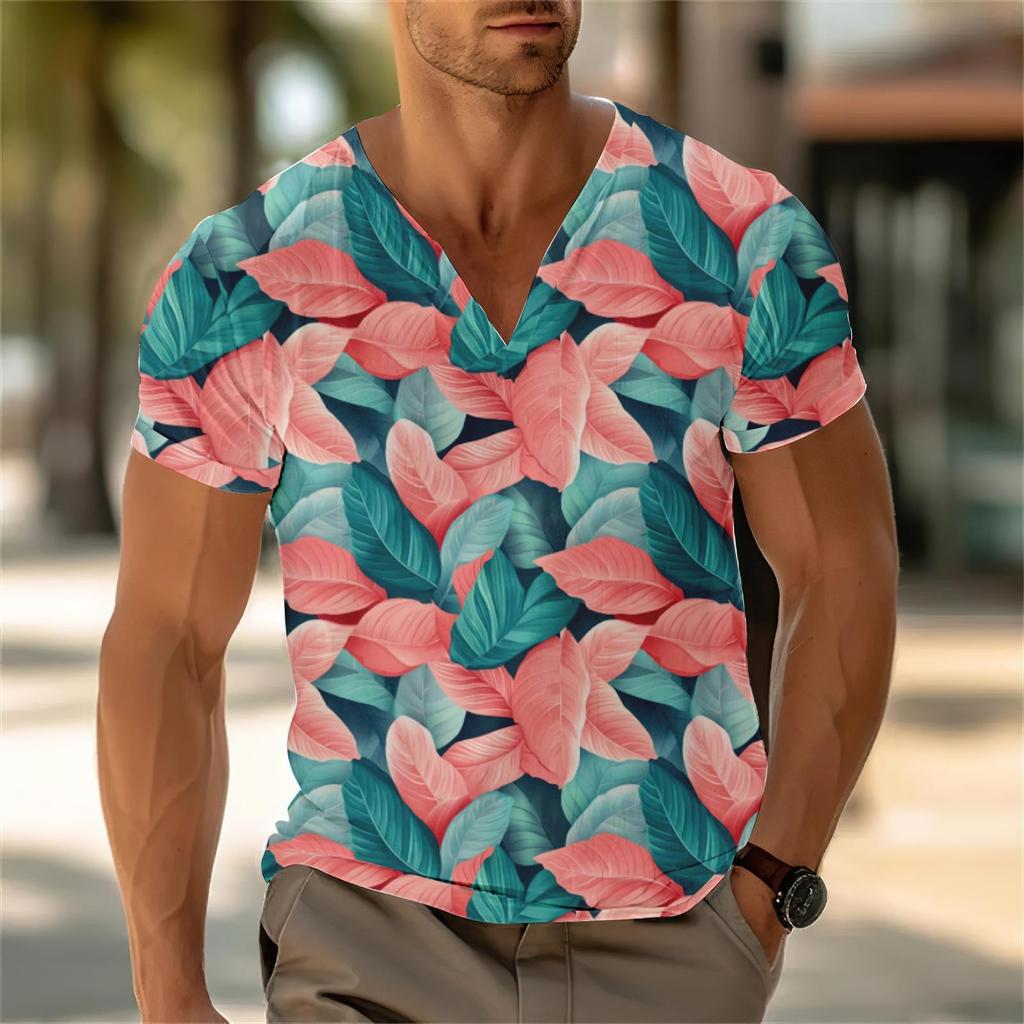 Herren-Oberteil mit V-Ausschnitt, lässig, kurzärmelig, locker, lässig, modisch, für den Urlaub