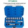 Two-way Through-hole Ratchet Socket Set - 12-Point Gear Socket Bit Holder Tool