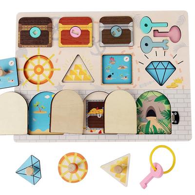 Children Busy Board Lock Learning Montessori Toys Shape Color Matching Wooden Board Game Fine Movement Training Educational Toys