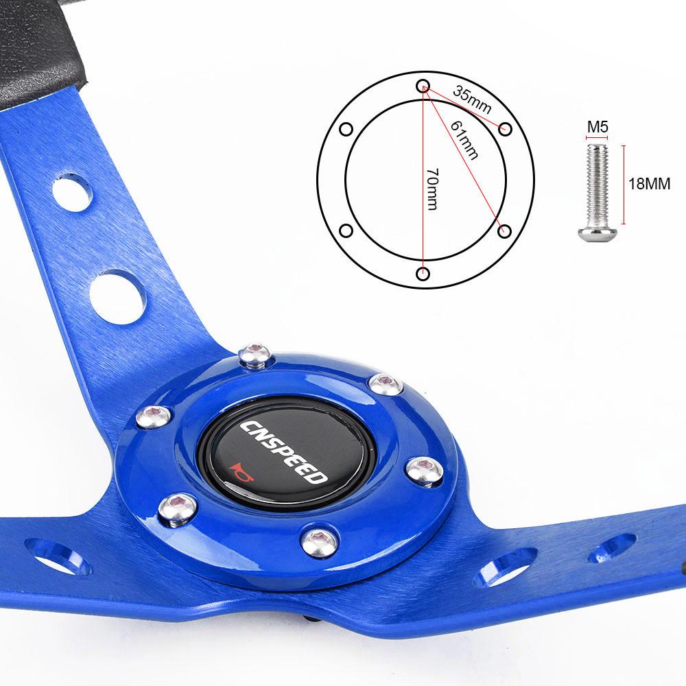 Deep Dish Corn Universal Racing PU Leather Steering Wheel 350mm 14inch Aluminum Alloy Auto Sport Drifting Steering Wheels 92mm