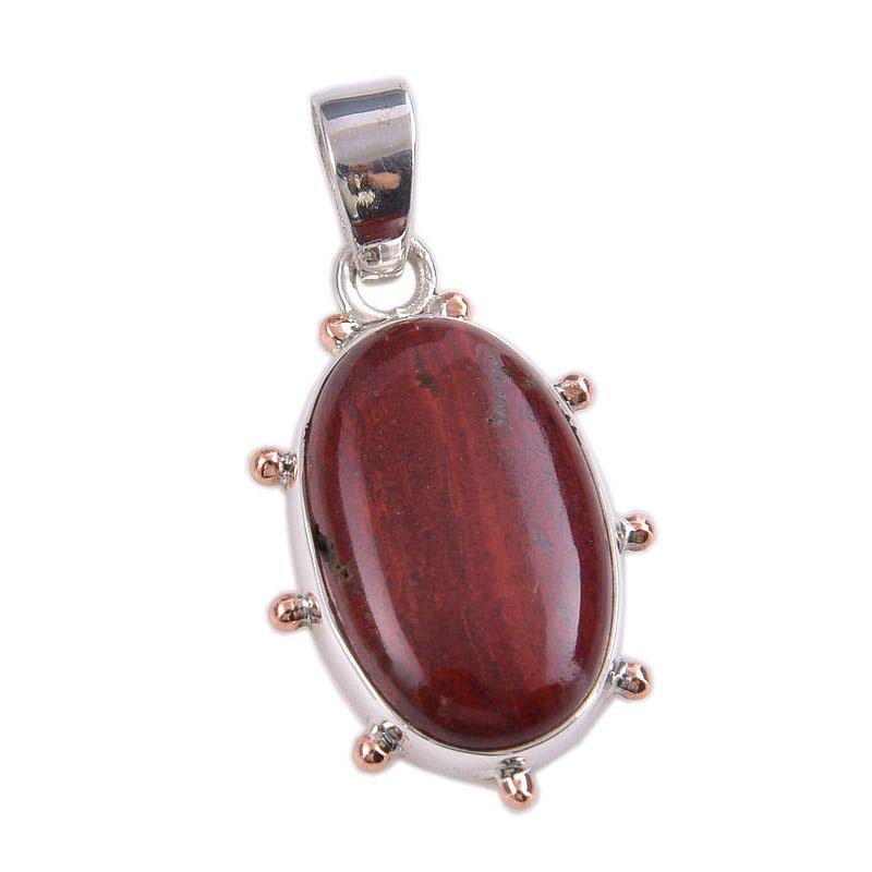 Natürlicher Roter Jaspis Edelstein 925 Massiver Sterlingsilber Schmuck Anhänger 1,50" F4H27