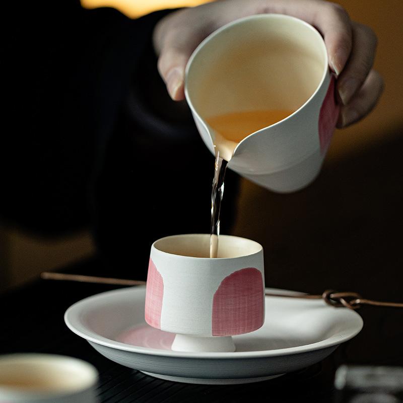 50ml Retro Ru Kiln Pink Ceramic Tea Cup Small Tasting Single Master Cup Handmade Tea Bowl Mugs Chinese Kung Fu Teaset Teaware