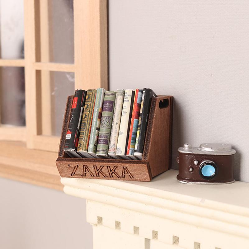 1:12 Dollhouse Miniature Bookcase Magazine Rack Storage Basket Mini Bookshelf for Doll House Furniture Accessories Toy