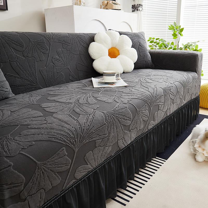 Ginkgo Leaf Skirted Sofa Cover All Inclusive All Purpose Set  All Season Universal New Anti Cat Scratch Elastic Protective Cover