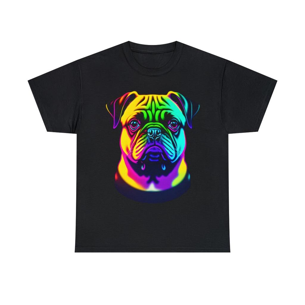Colorful Rainbow Pug Graphic Tee Shirt, S-5XL