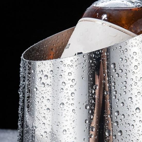 yangyizhi Stainless Steel Ice Bucket, Heavy Duty Champagne Wine Cooler with Slanted Mouth, Thickened Beer Multi-Use Trash Can for Bar KTV