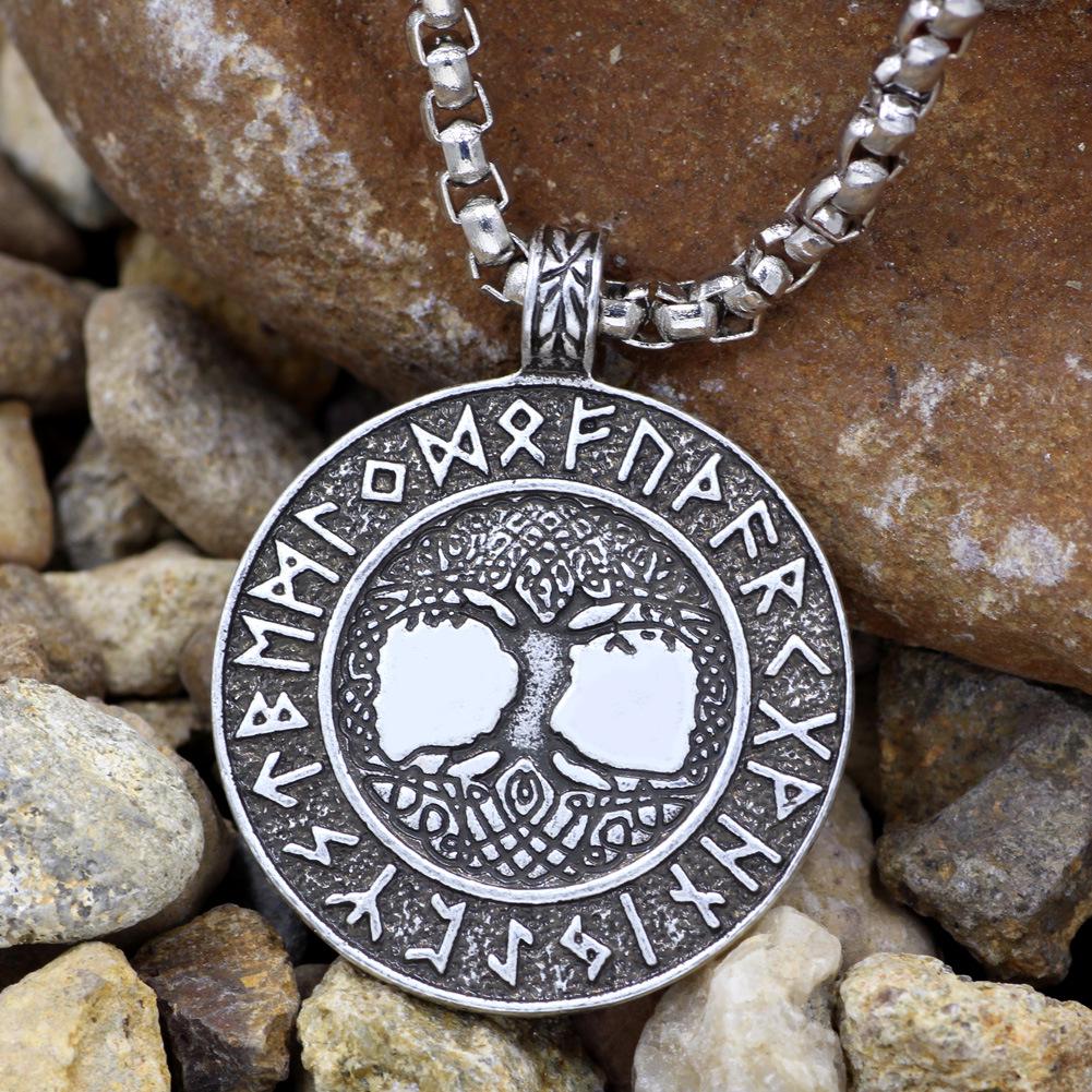 Men Viking Tree Of Life Pendant Necklace Retro Norse Mythology Jewelry Accessory For Male Fashion Gift