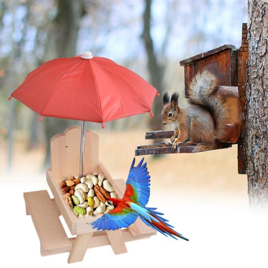 

1 Set Practical Smooth Edge Lightweight Outdoor Squirrel Feeder Wooden Cute Chipmunk Table Pet Supplies