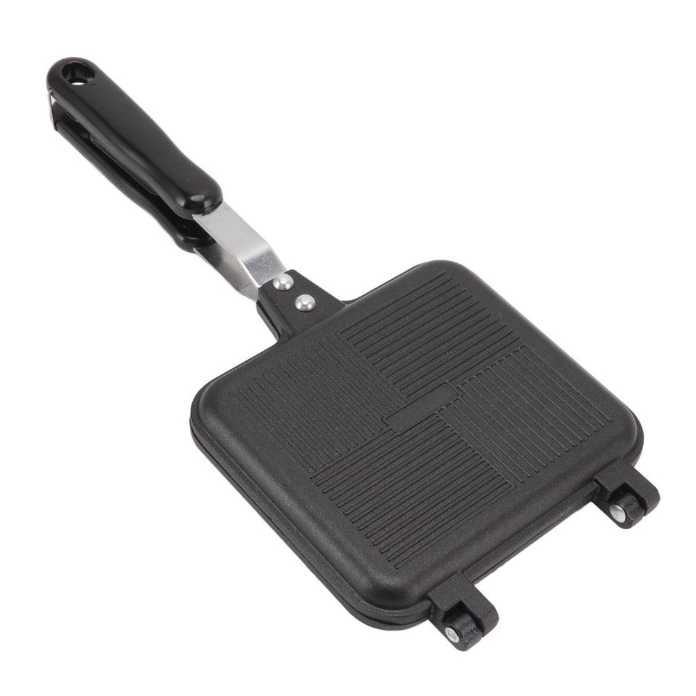 Kitchen Utensils Square Frying Pan Non Stick Double Sided Sandwich Maker Black Anti Scalding Handles Cooking Saucepan Breakfast