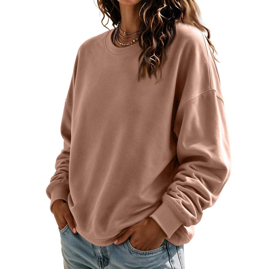 Women's Crewneck Sweatshirt Long Sleeve Color Casual Top for Everyday Wear